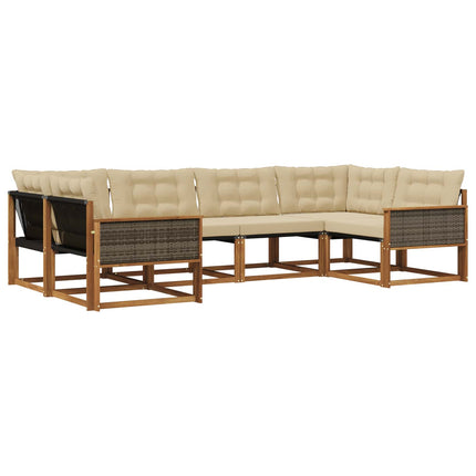Utomhussoffset med kudde 6 pcs Naturlig och Beige