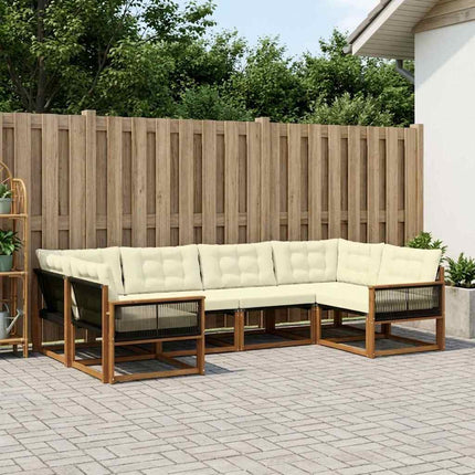 Utomhussoffset med kudde 6 pcs Naturlig och Grädde