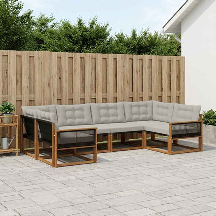 Utomhussoffset med kudde 6 pcs Naturlig och ljusgrå