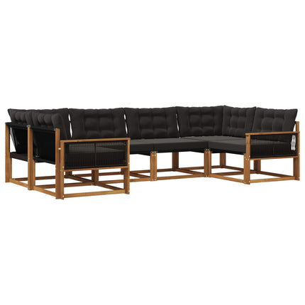 Utomhussoffset med kudde 6 pcs Naturlig och svart