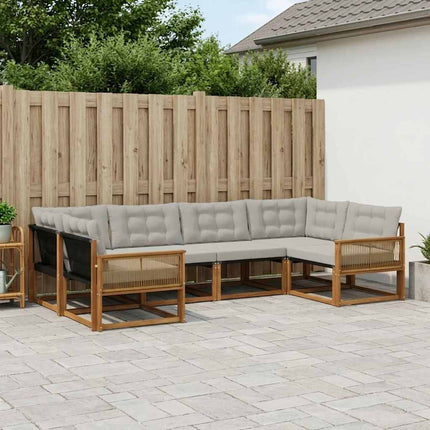 Utomhussoffset med kudde 6 pcs Naturlig och ljusgrå