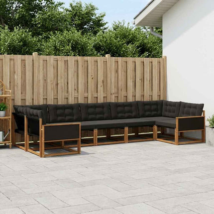 Utomhussoffset med kudde 7 pcs Naturlig och svart