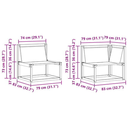 Utomhussoffset med kudde 7 pcs Naturlig och svart
