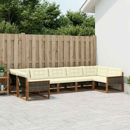 Utomhussoffset med kudde 7 pcs Naturlig och Grädde