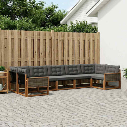 Utomhussoffset med kudde 7 pcs Naturlig och svart