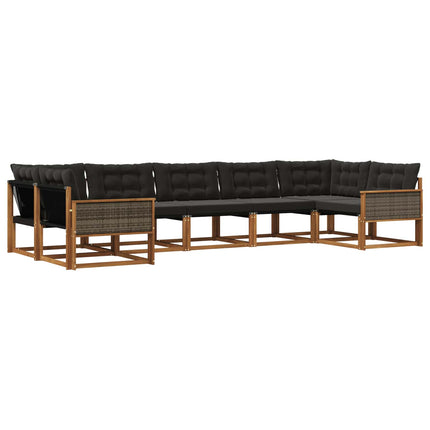 Utomhussoffset med kudde 7 pcs Naturlig och svart