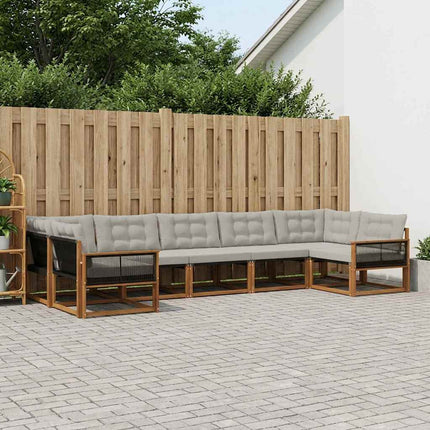 Utomhussoffset med kudde 7 pcs Naturlig och ljusgrå