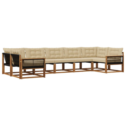 Utomhussoffset med kudde 7 pcs Naturlig och Beige