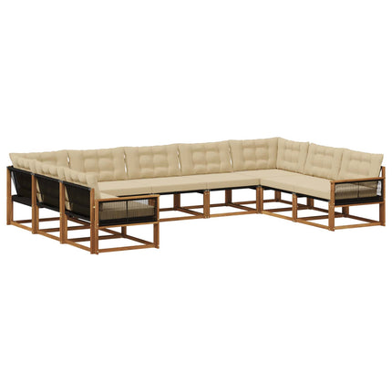 Utomhussoffset med kudde 9 pcs Naturlig och Beige