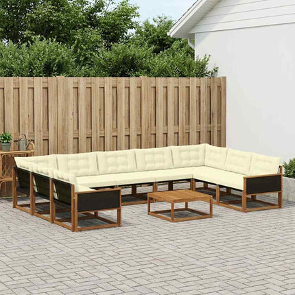 Utomhussoffset med kudde 10 pcs Naturlig och Grädde