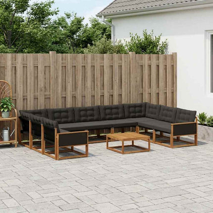 Utomhussoffset med kudde 10 pcs Naturlig och svart