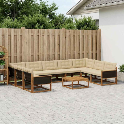 Utomhussoffset med kudde 10 pcs Naturlig och Beige