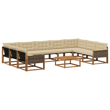Utomhussoffset med kudde 10 pcs Naturlig och Beige