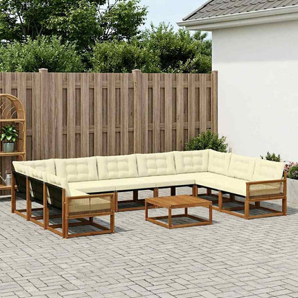 Utomhussoffset med kudde 10 pcs Naturlig och Grädde