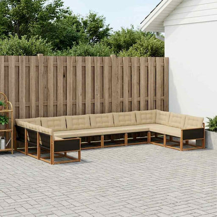 Utomhussoffset med kudde 10 pcs Naturlig och Beige