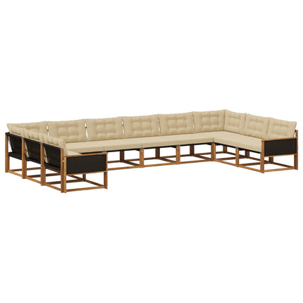 Utomhussoffset med kudde 10 pcs Naturlig och Beige