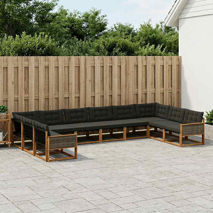 Utomhussoffset med kudde 10 pcs Naturlig och svart