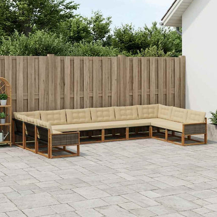 Utomhussoffset med kudde 10 pcs Naturlig och Beige