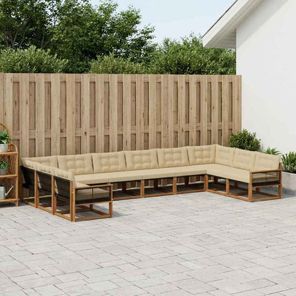 Utomhussoffset med kudde 10 pcs Naturlig och Beige