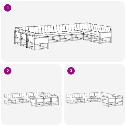 Utomhussoffset med kudde 10 pcs Naturlig och Grädde