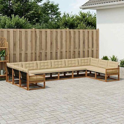 Utomhussoffset med kudde 10 pcs Naturlig och Beige