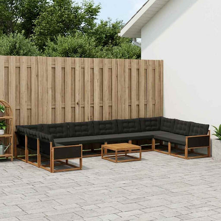 Utomhussoffset med kudde 11 pcs Naturlig och svart