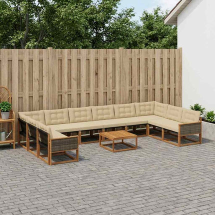 Utomhussoffset med kudde 11 pcs Naturlig och Beige