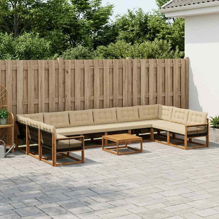 Utomhussoffset med kudde 11 pcs Naturlig och Beige