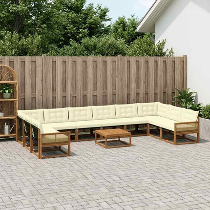 Utomhussoffset med kudde 11 pcs Naturlig och Grädde
