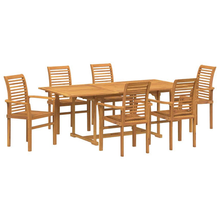 Trädgårdsmöbelset 7 pcs Brun Massivt teakträ