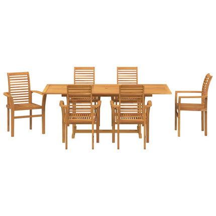 Trädgårdsmöbelset 7 pcs Brun Massivt teakträ