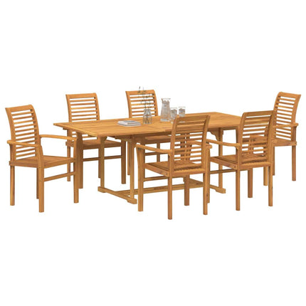 Trädgårdsmöbelset 7 pcs Brun Massivt teakträ