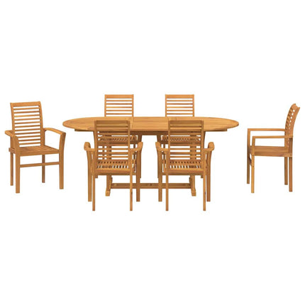 Trädgårdsmöbelset 7 pcs Brun Massivt teakträ