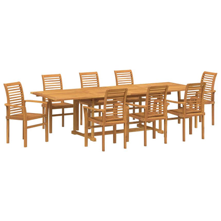Trädgårdsmöbelset 9 st 280 x 100 x 75 cm Massivt teakträ