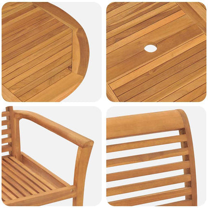 Trädgårdsmöbelset 5 pcs Brun Massivt teakträ