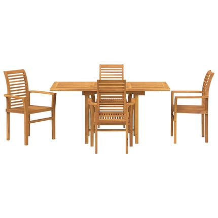 Trädgårdsmöbelset 5 pcs Brun Massivt teakträ