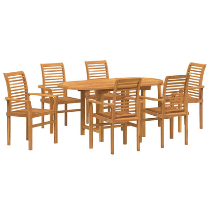 Trädgårdsmöbelset 7 pcs Brun Massivt teakträ
