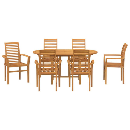 Trädgårdsmöbelset 7 pcs Brun Massivt teakträ