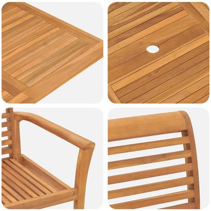 Trädgårdsmöbelset 7 pcs Brun Massivt teakträ