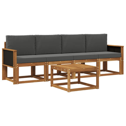 Utomhussoffset med kudde 4 pcs Naturlig och Antracit