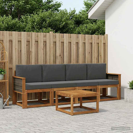 Utomhussoffset med kudde 4 pcs Naturlig och Antracit