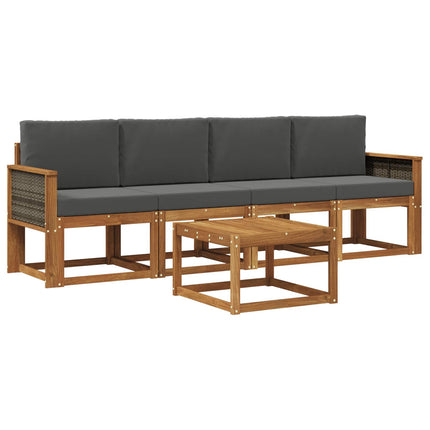 Utomhussoffset med kudde 4 pcs Naturlig och Antracit