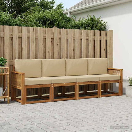 Utomhussoffset 5 pcs Naturlig och Beige Polyester