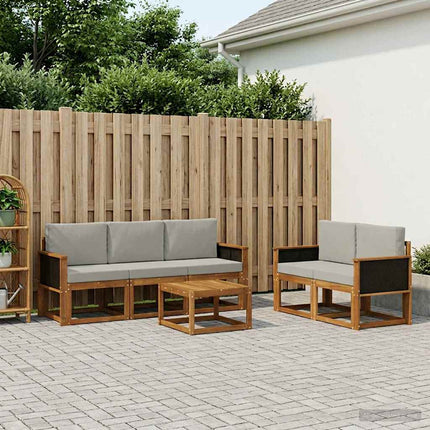 Utomhussoffset med kudde 6 pcs Naturlig och ljusgrå
