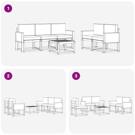 Utomhussoffset med kudde 6 pcs Naturlig och Grädde