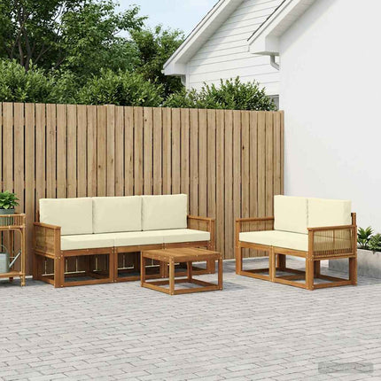 Utomhussoffset 6 pcs Naturlig och Grädde Polyester