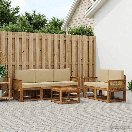 Utomhussoffset 6 pcs Naturlig och Beige Polyester