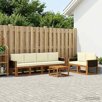 Utomhussoffset med kudde 6 pcs Naturlig och Grädde