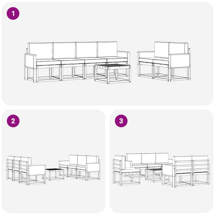Utomhussoffset med kudde 6 pcs Naturlig och ljusgrå