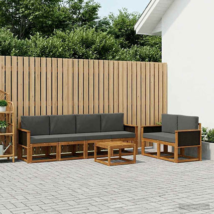 Utomhussoffset med kudde 6 pcs Naturlig och Antracit